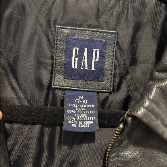 GAP Black Leather Jacket - Girls Size Medium - Picture 3 of 3